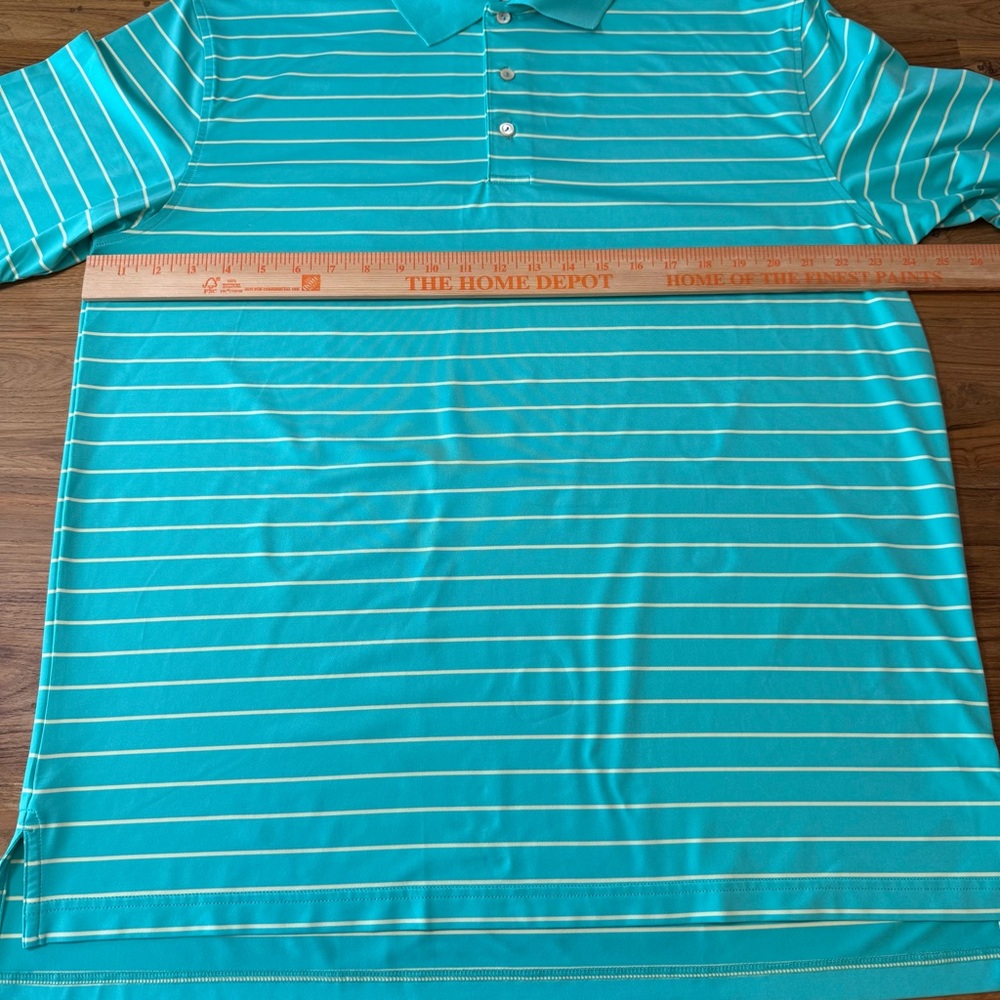 Peter Millar Polo Men’s Large Summer Comfort Embroidered “R” Aqua Light Yellow - Picture 10 of 10